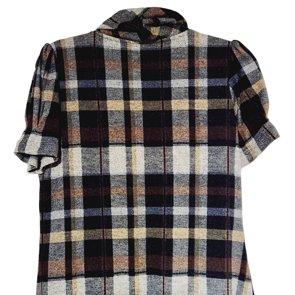 𝅺LA Nouvelle Renaissancela Brown Plaid Print Cowl Neck Sweater Dress Size: M